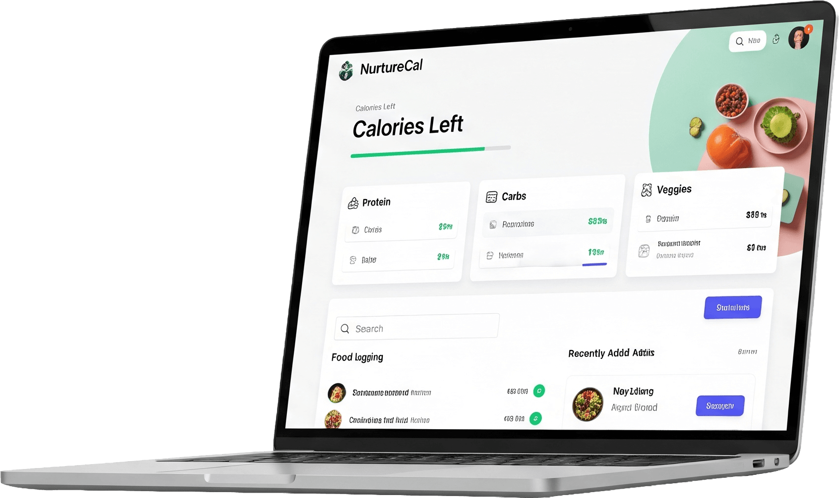 NurtureCal dashboard mockup on a laptop